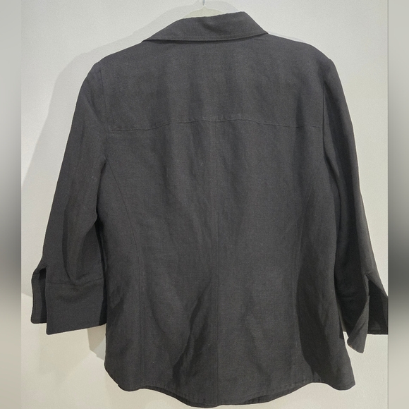 Chocolate Brown Linda Allard for Ellen Tracy Tailored Shirt - Linen Blend - Sz 8 - Picture 4 of 6